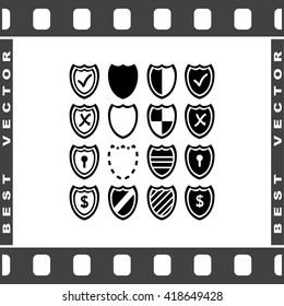 Shield sign icons, vector illustration. Flat design style