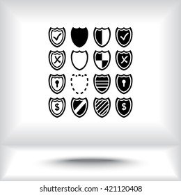 Shield sign icons, vector illustration. Flat design style