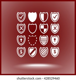 Shield sign icons, vector illustration. Flat design style