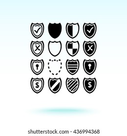 Shield sign icons, vector illustration. Flat design style