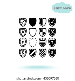 Shield sign icons, vector illustration. Flat design style