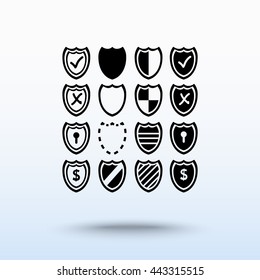 Shield sign icons, vector illustration. Flat design style