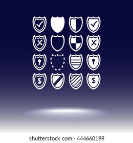 Shield sign icons, vector illustration. Flat design style