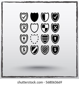 Shield sign icons, vector illustration. Flat design style