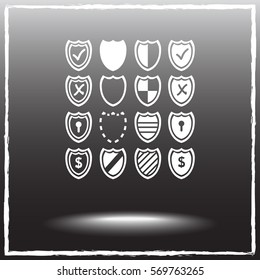 Shield sign icons, vector illustration. Flat design style