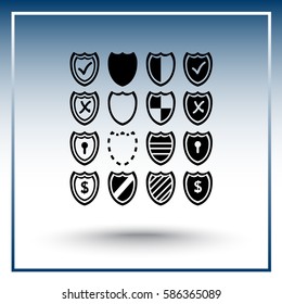 Shield sign icons, vector illustration. Flat design style