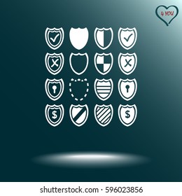 Shield sign icons, vector illustration. Flat design style