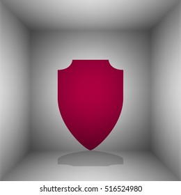Shield sign illustration. Bordo icon with shadow in the room.