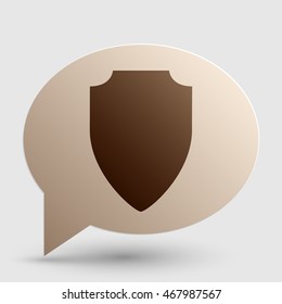 Shield sign illustration. Brown gradient icon on bubble with shadow.