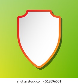 Shield sign illustration. Contrast icon with reddish stroke on green backgound.