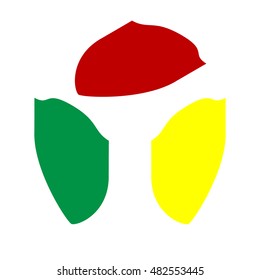 Shield sign illustration. Isometric style of red, green and yellow icon.