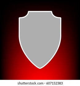 Shield sign illustration. Postage stam or old photo style on red-black gradient background.