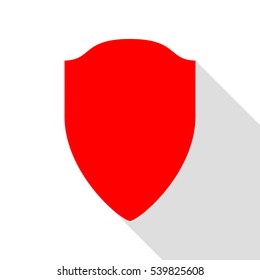 Shield sign illustration. Red icon with flat style shadow path.