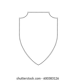 Shield sign illustration. Vector. Black dotted icon on white background. Isolated.