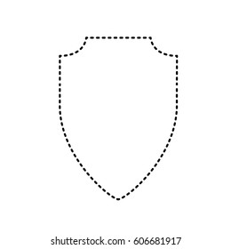 Shield sign illustration. Vector. Black dashed icon on white background. Isolated.