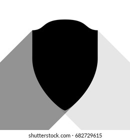 Shield sign illustration. Vector. Black icon with two flat gray shadows on white background.