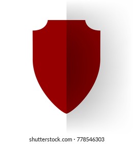 Shield sign illustration. Vector. Bordo icon on white bending paper background.