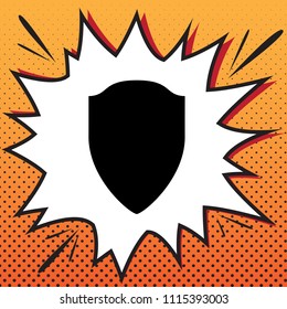 Shield sign illustration. Vector. Comics style icon on pop-art background.