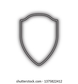 Shield sign illustration. Vector. Double contour black icon with soft shadow at white background. Isolated.