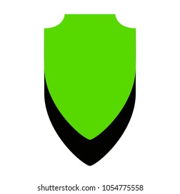 Shield sign illustration. Vector. Green 3d icon with black side on white background. Isolated.