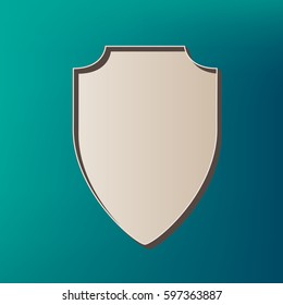 Shield sign illustration. Vector. Icon printed at 3d on sea color background.