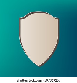 Shield sign illustration. Vector. Icon printed at 3d on sea color background.