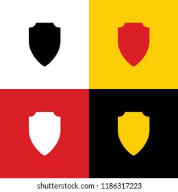 Shield sign illustration. Vector. Icons of german flag on corresponding colors as background.