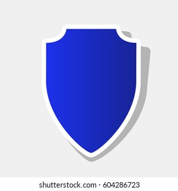 Shield sign illustration. Vector. New year bluish icon with outside stroke and gray shadow on light gray background.