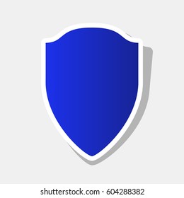 Shield sign illustration. Vector. New year bluish icon with outside stroke and gray shadow on light gray background.