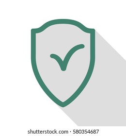 Shield sign as protection and insurance symbol Veridian icon with flat style shadow path.