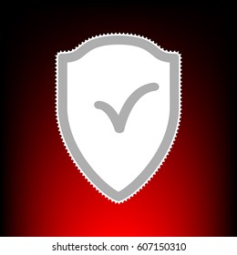 Shield sign as protection and insurance symbol Postage stam or old photo style on red-black gradient background.