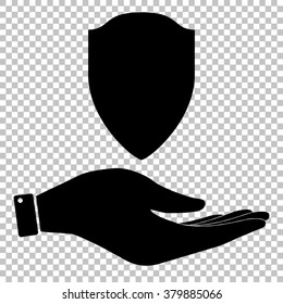 Shield sign. Save or protect symbol by hand.