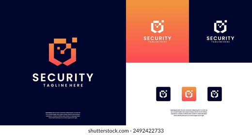 Shield sign tech logo design inspiration.