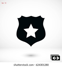 Shield sign vector icon, flat design best vector icon