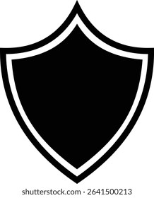 Shield silhouette flat icon. Protect shield security icon sign. Shield badge quality symbol isolated on transparent background. Design element for safety and protection. Vector illustration.