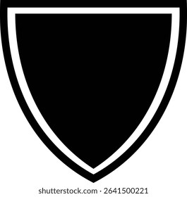 Shield silhouette flat icon. Protect shield security icon sign. Shield badge quality symbol isolated on transparent background. Design element for safety and protection. Vector illustration.