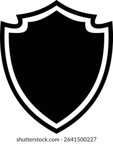 Shield silhouette flat icon. Protect shield security icon sign. Shield badge quality symbol isolated on transparent background. Design element for safety and protection. Vector illustration.