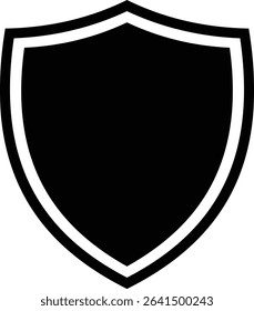 Shield silhouette flat icon. Protect shield security icon sign. Shield badge quality symbol isolated on transparent background. Design element for safety and protection. Vector illustration.