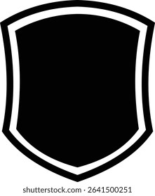 Shield silhouette flat icon. Protect shield security icon sign. Shield badge quality symbol isolated on transparent background. Design element for safety and protection. Vector illustration.