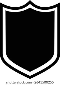 Shield silhouette flat icon. Protect shield security icon sign. Shield badge quality symbol isolated on transparent background. Design element for safety and protection. Vector illustration.