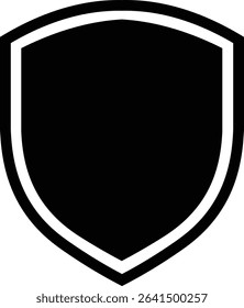 Shield silhouette flat icon. Protect shield security icon sign. Shield badge quality symbol isolated on transparent background. Design element for safety and protection. Vector illustration.