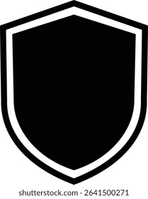 Shield silhouette flat icon. Protect shield security icon sign. Shield badge quality symbol isolated on transparent background. Design element for safety and protection. Vector illustration.
