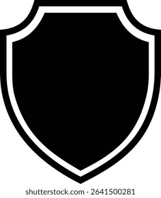 Shield silhouette flat icon. Protect shield security icon sign. Shield badge quality symbol isolated on transparent background. Design element for safety and protection. Vector illustration.