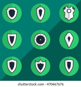 shield silhouette flat icon set