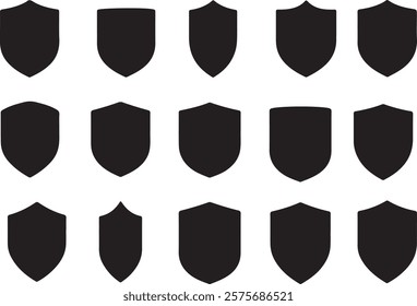 Shield silhouette icon bundle design on white background