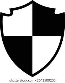 Shield silhouette icon. Protect shield security icon sign. Shield badge quality symbol isolated on transparent background. Design element for safety and protection. Vector illustration.