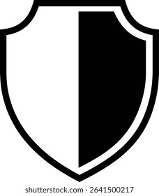 Shield silhouette icon. Protect shield security icon sign. Shield badge quality symbol isolated on transparent background. Design element for safety and protection. Vector illustration.