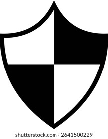 Shield silhouette icon. Protect shield security icon sign. Shield badge quality symbol isolated on transparent background. Design element for safety and protection. Vector illustration.