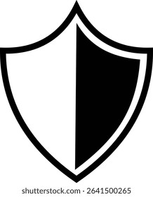 Shield silhouette icon. Protect shield security icon sign. Shield badge quality symbol isolated on transparent background. Design element for safety and protection. Vector illustration.