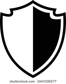 Shield silhouette icon. Protect shield security icon sign. Shield badge quality symbol isolated on transparent background. Design element for safety and protection. Vector illustration.